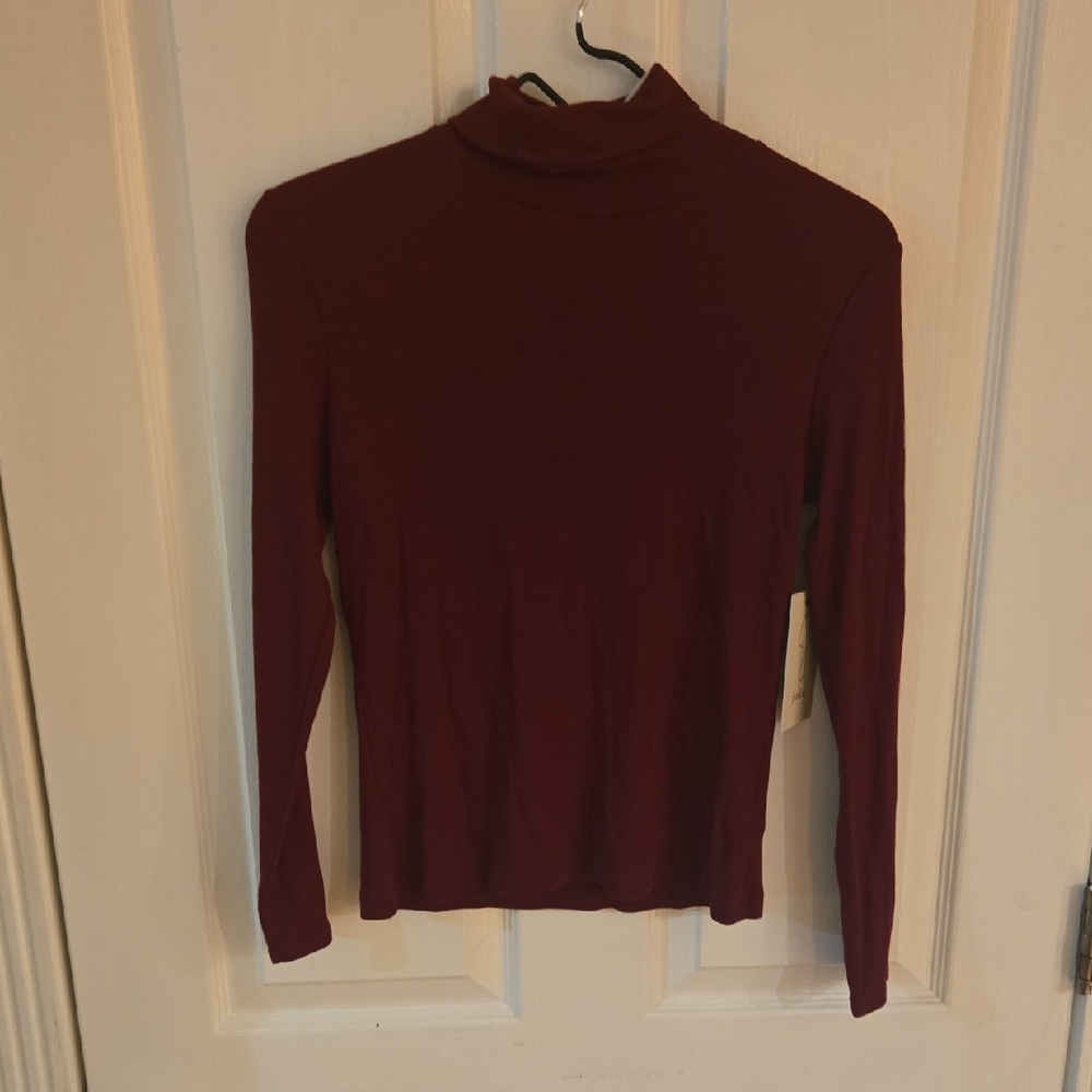 Joie Women's Burgundy Mock Neck Long Sleeve Top